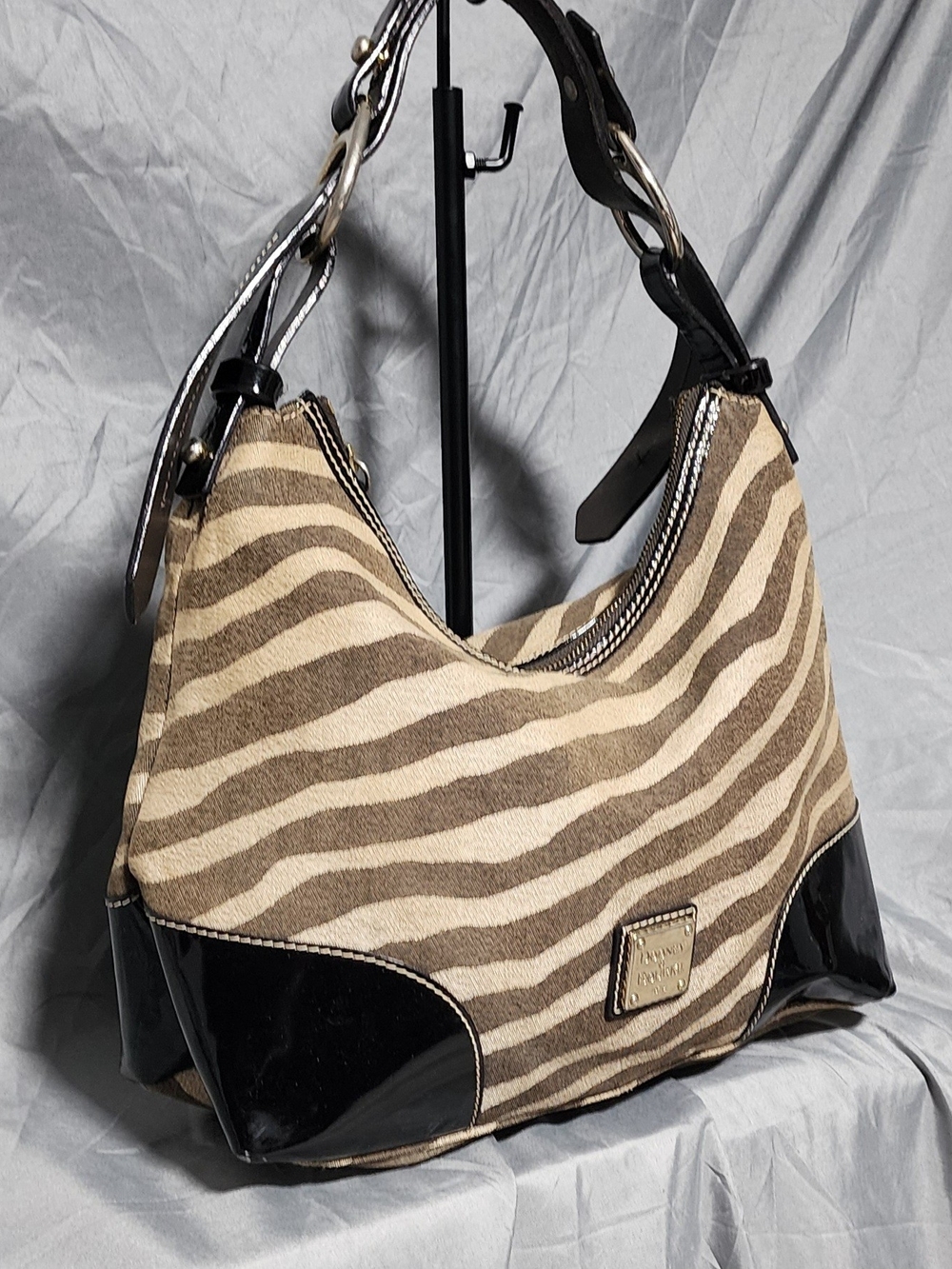 Vintage Dooney & Bourke Zebra Print Nikki Hobo Bag Shoulderbag Purse Y2K